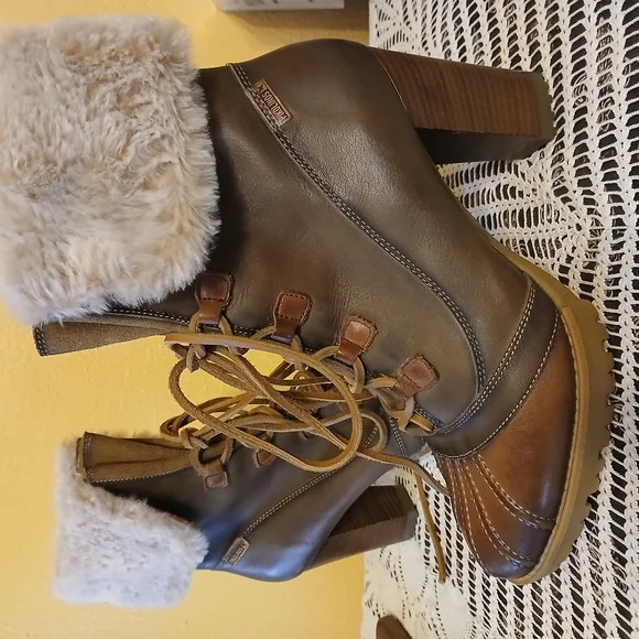 Women's Brown and Tan Heeled Boots - Picture 2 of 13
